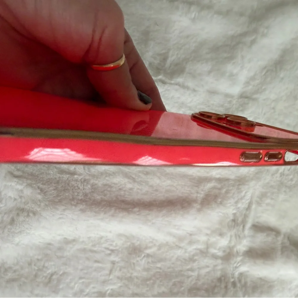 Vibrant pink is Phone Case with Gold Trim  14 pro max size